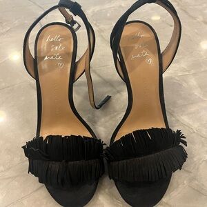 Banana Republic Black Heels with Ruffled Detail and Thin Ankle Strap